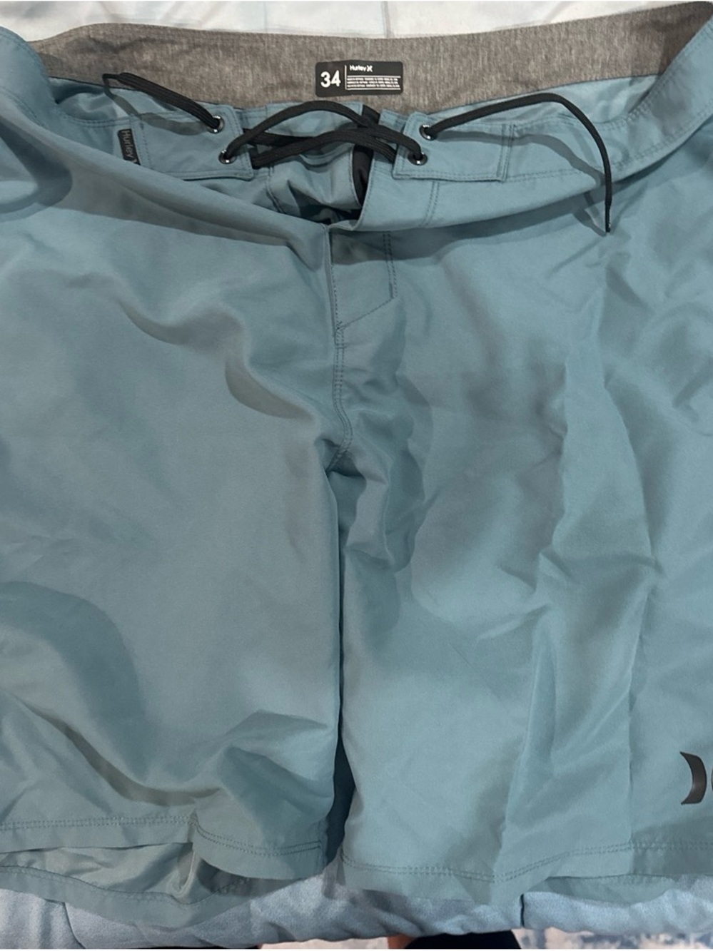 Hurley Men's Teal Board Shorts with Gray Waistband